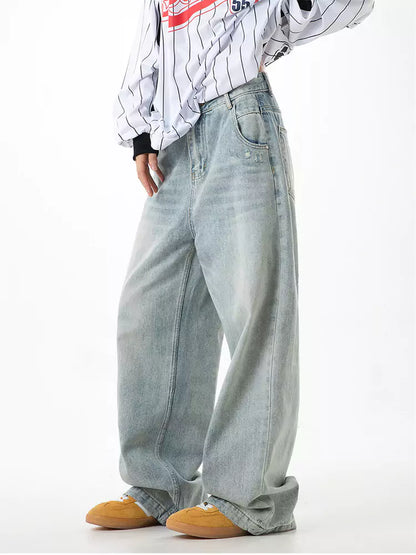 Vaqueros cargo de pierna ancha y corte holgado estilo vintage americano para mujer