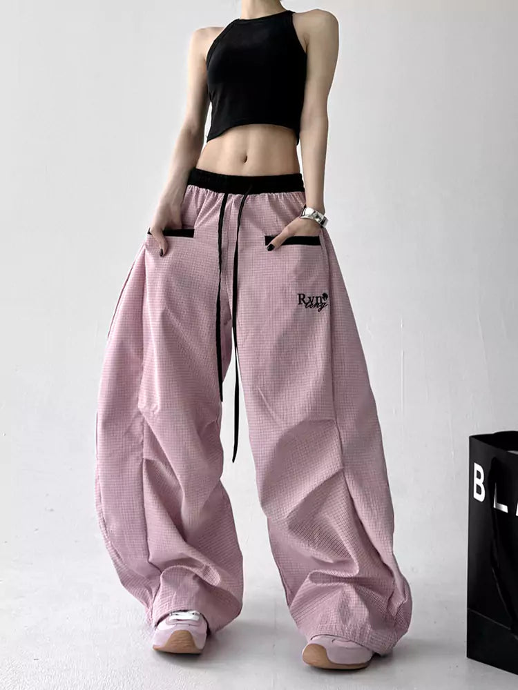 American Street Style Striped Loose Fit Blade Pants for Women