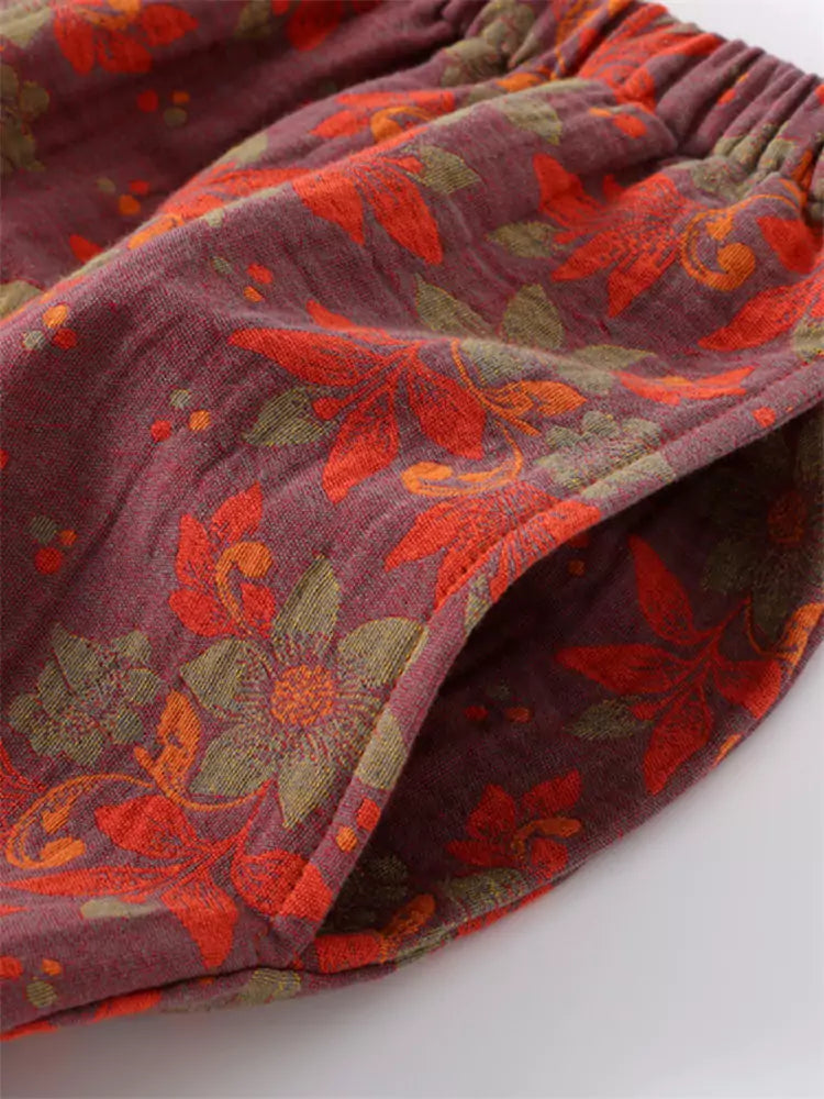 New Chinese Style Cotton Double-Gauze Lounge Set for Women