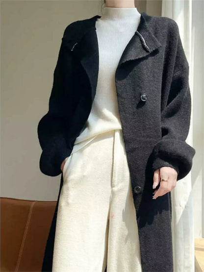 Cárdigan largo de punto vintage para mujer