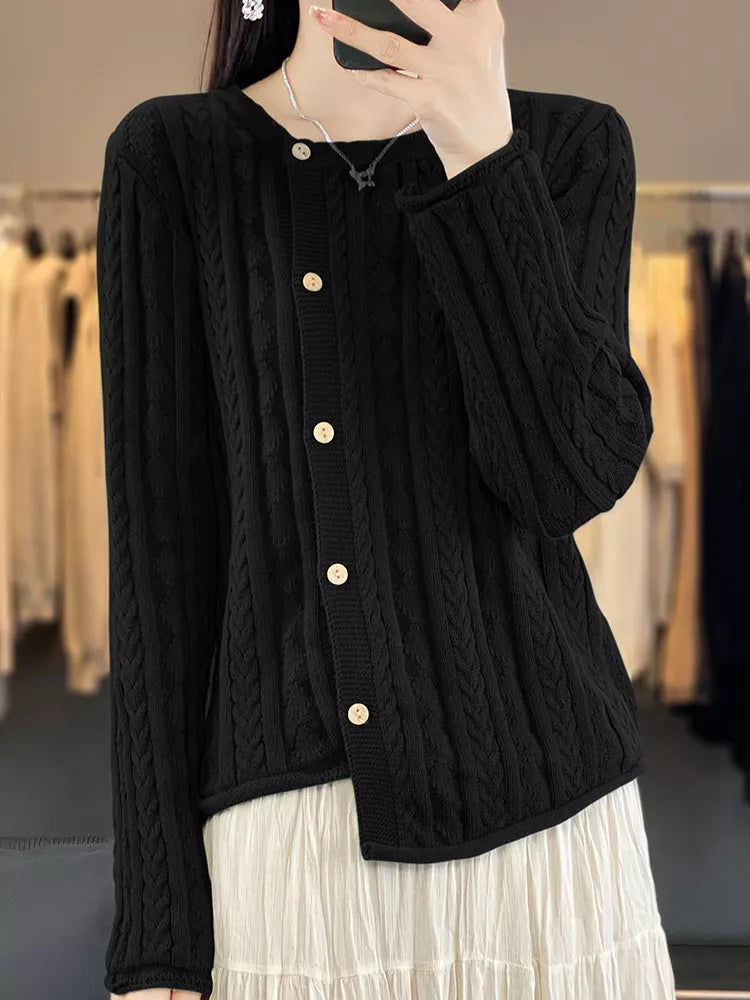 Cárdigan de punto de algodón para mujer con diseño asimétrico