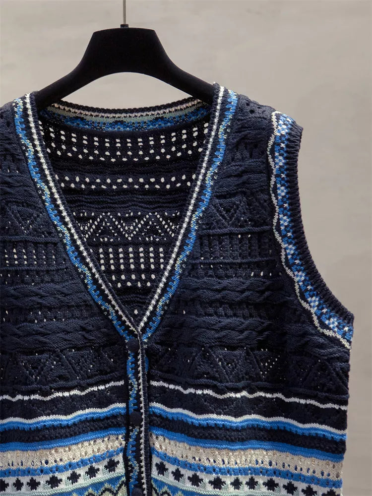 Strickweste mit V-Ausschnitt und Knopfleiste für Damen