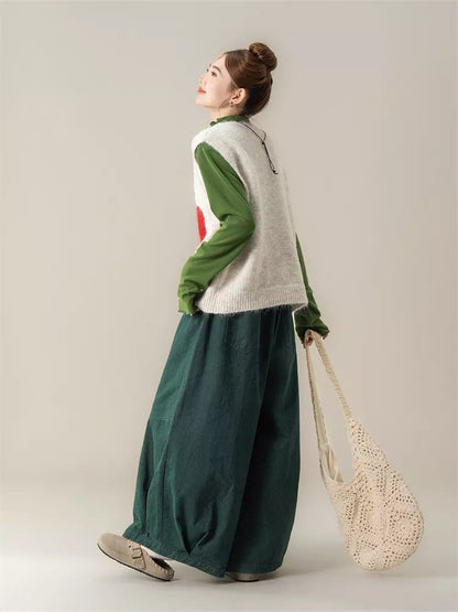 Women's Cute Tomato Jacquard Soft Knitted Sweater Vest Korean Preppy Style