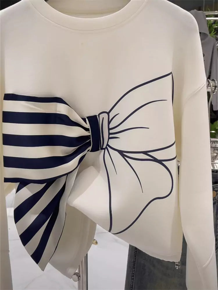 Oversized Pullover Sweatshirt with Statement Butterfly Design for Women