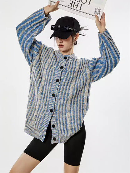 Cárdigan de punto holgado vintage para mujer