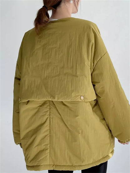 Senfgelbe, weiche und leichte Steppjacke für Damen