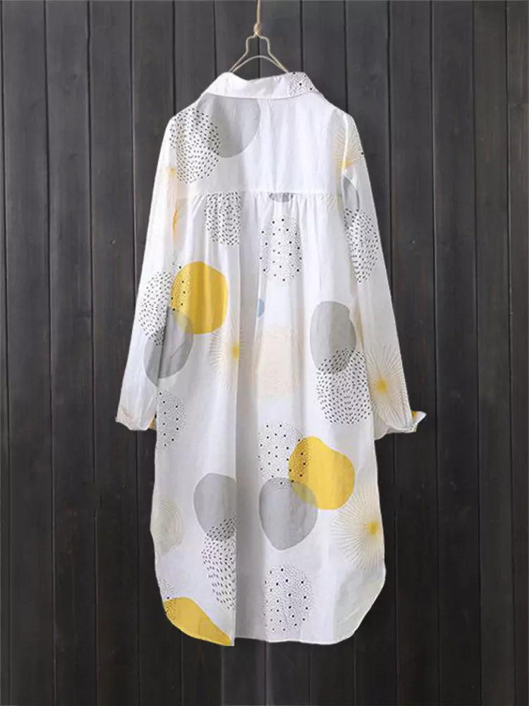 Plus Size Mid-Length Lightweight Printed Blouse with Unique Design for Women