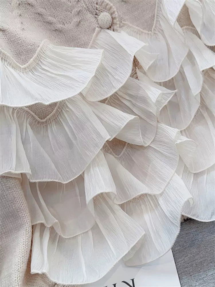 Cárdigan de punto de patchwork de malla de moda para mujer