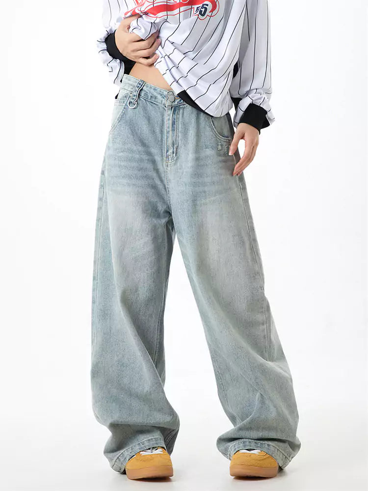 American Vintage Loose Fit Wide-Leg Cargo Denim Jeans for Women