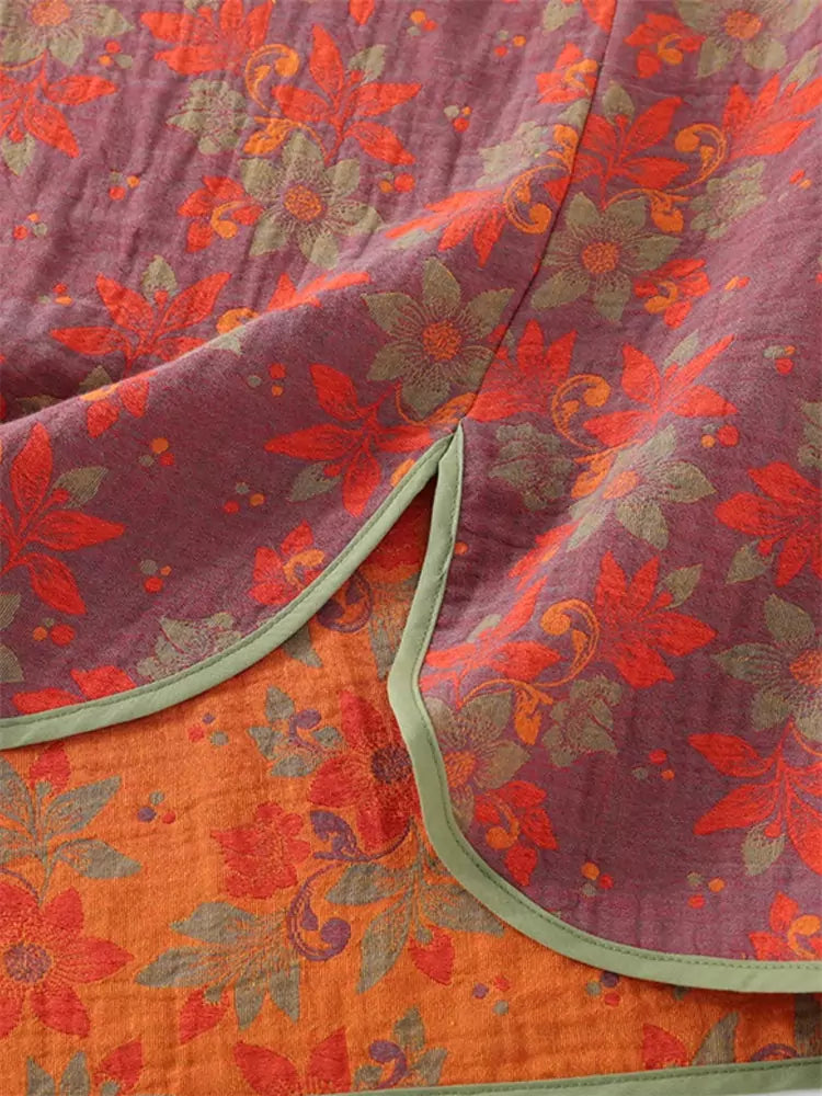 New Chinese Style Cotton Double-Gauze Lounge Set for Women