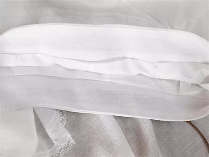 Asymmetrischer A-Linien-Midirock aus Baumwoll-Leinen-Mischgewebe mit Spitzenbesatz für Damen