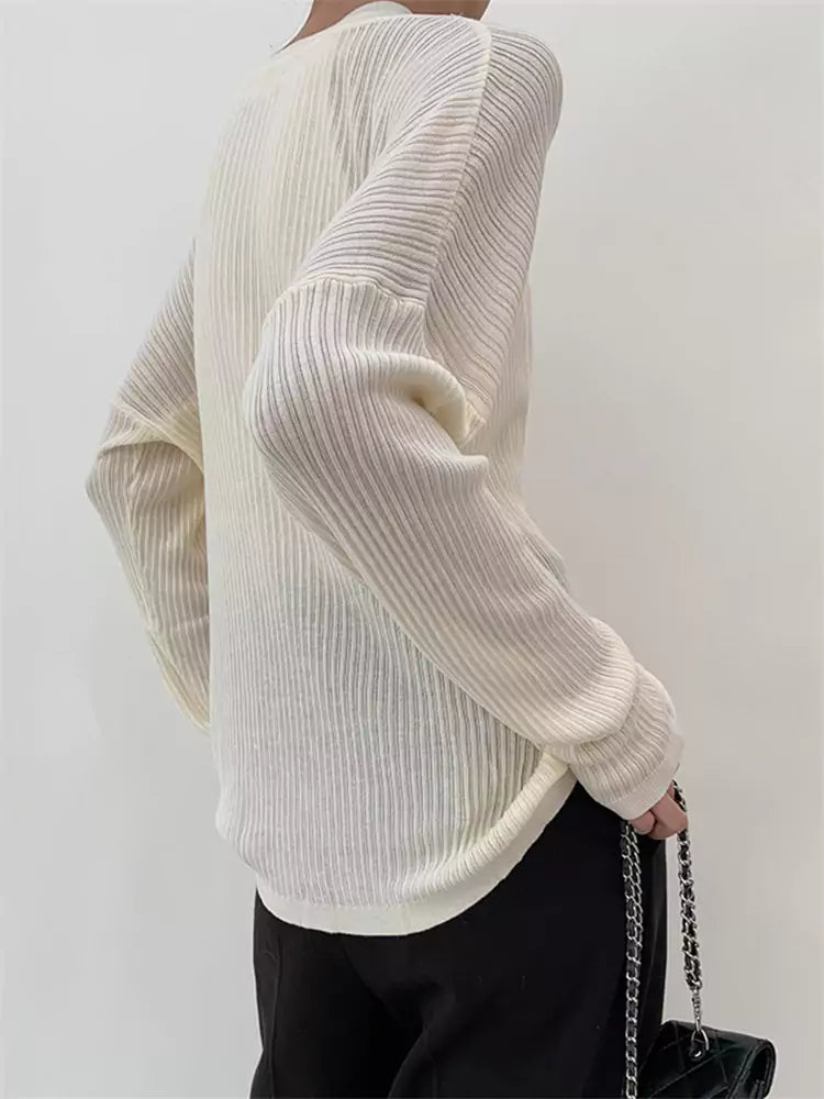 Conjunto de dos piezas de camiseta de tirantes de punto con cuello halter y jersey holgado con cuello en U para mujer