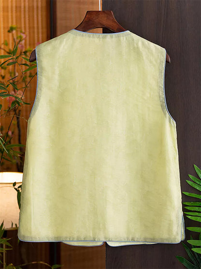 Neue Tencel-Weste im chinesischen Stil für Damen – leichtes, ärmelloses Sommertop mit asymmetrischem Verschluss und exquisiter Stickerei.