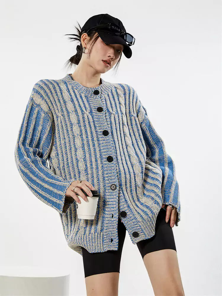 Cárdigan de punto holgado vintage para mujer