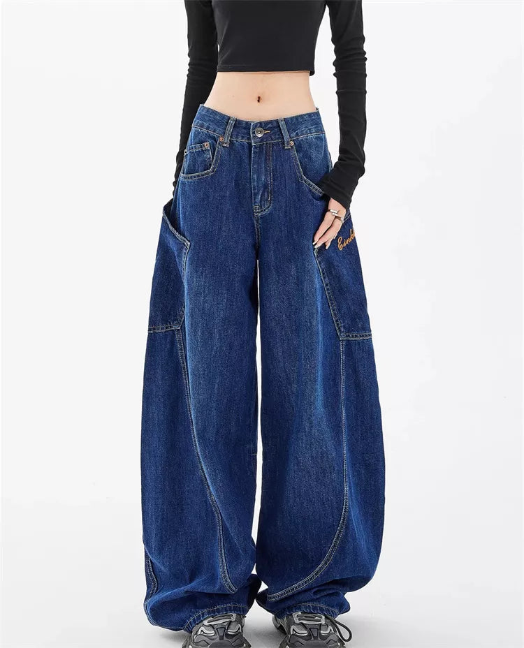 Cargo-Jeans im amerikanischen Stil mit geschwungenen Taschen für Damen