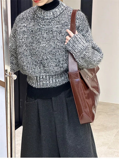 Cárdigan de punto corto texturizado y ajustado a la cintura para mujer