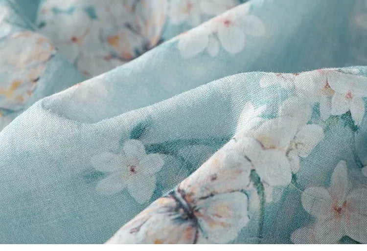 Floral Butterfly Print Three Quarter Sleeve Shirt