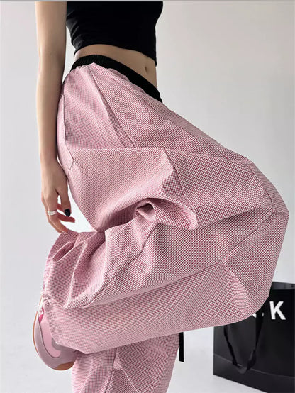 Pantalones holgados a rayas estilo urbano americano para mujer