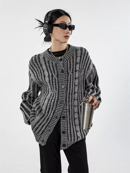 Cárdigan de punto holgado vintage para mujer