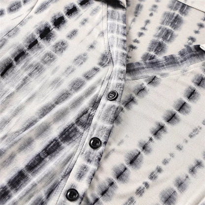 Bedrucktes Damen-Midikleid mit langen Ärmeln und Seitenschlitz