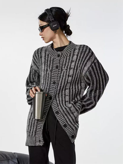 Cárdigan de punto holgado vintage para mujer