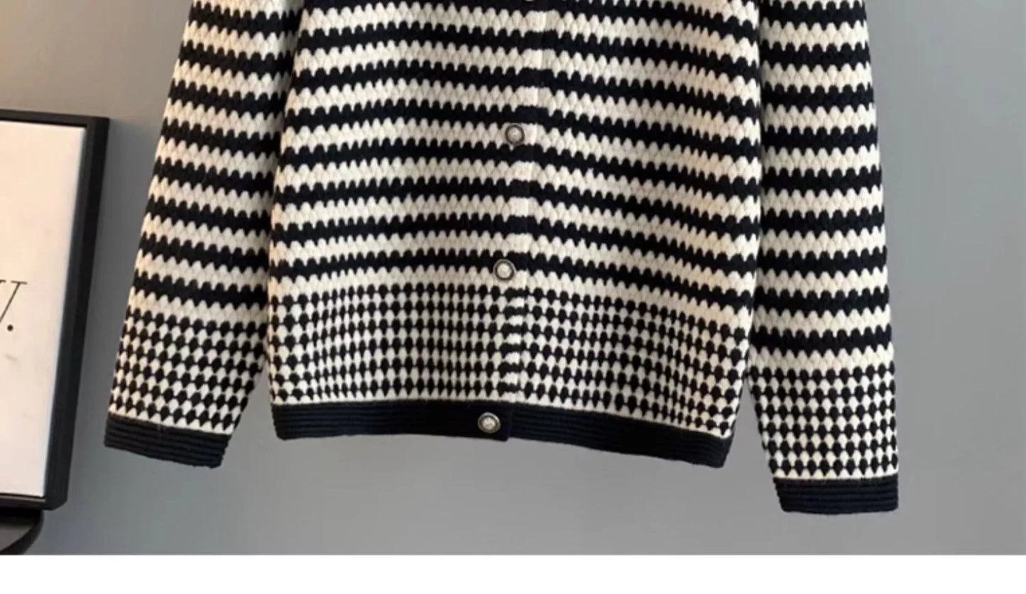 Cárdigan de punto a rayas para mujer