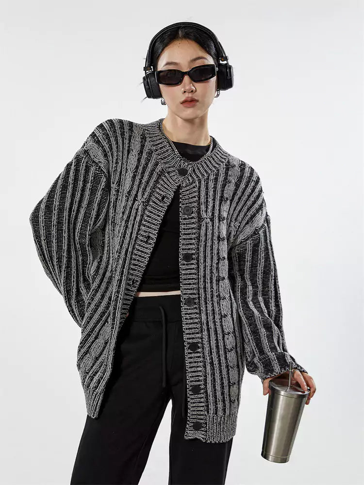 Vintage Loose Fit Knit Cardigan for Women