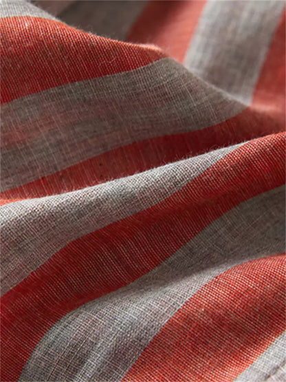 Sudadera holgada de algodón a rayas con capucha para mujer