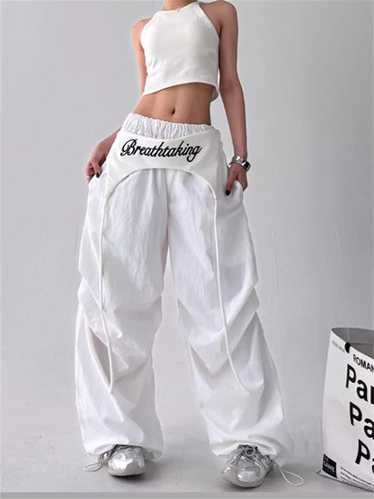 Pantalones anchos estilo jazz rojo vintage americano para mujer