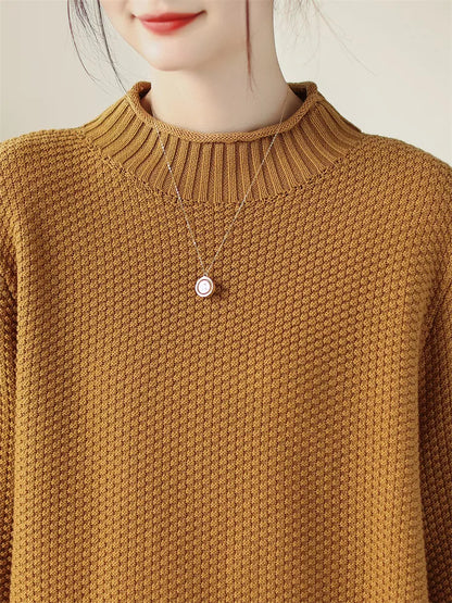 Suéter vintage de algodón con cuello alto para mujer