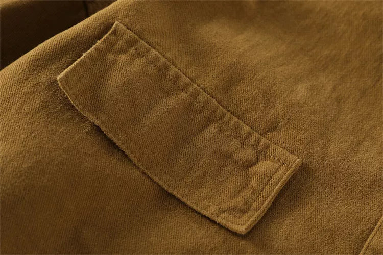 Women's Chic Cream Oversized Button-Down Shirt with Detachable Brown Knit Shawl Set