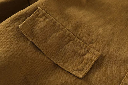 Women's Chic Cream Oversized Button-Down Shirt with Detachable Brown Knit Shawl Set