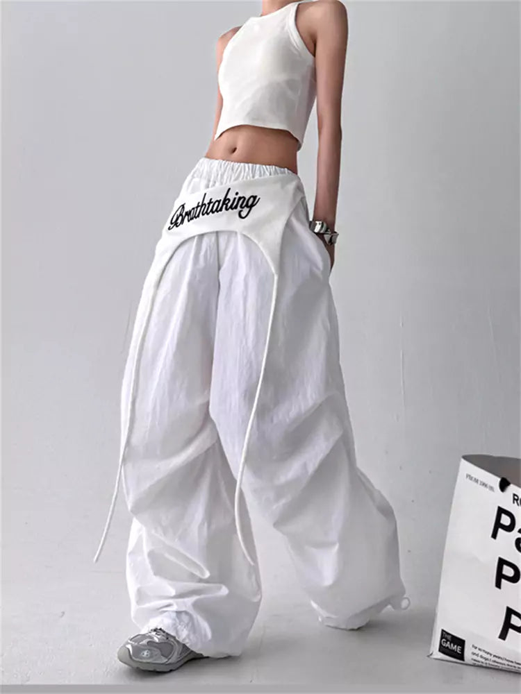 Pantalones anchos estilo jazz rojo vintage americano para mujer