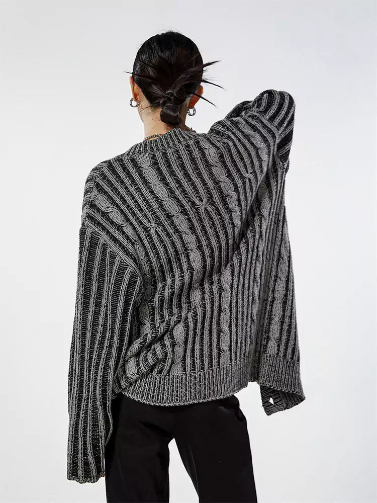 Vintage Loose Fit Knit Cardigan for Women