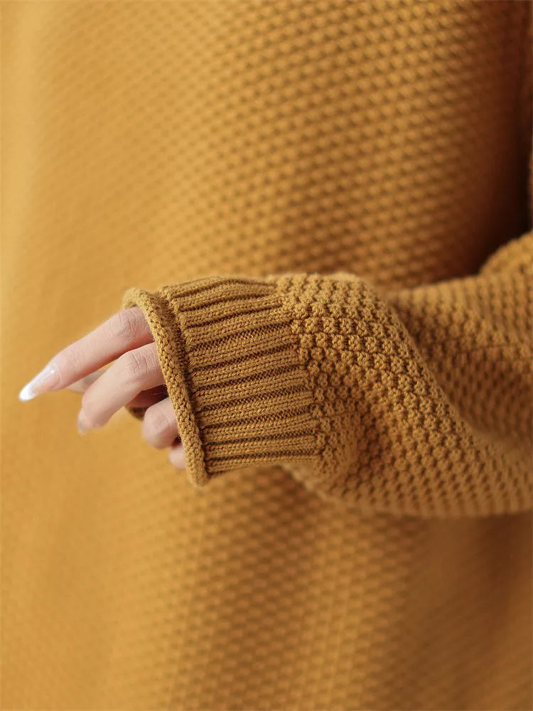 Suéter vintage de algodón con cuello alto para mujer