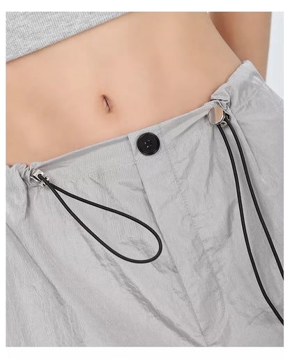 Pantalones cargo grises de secado rápido estilo paracaídas americano para mujer