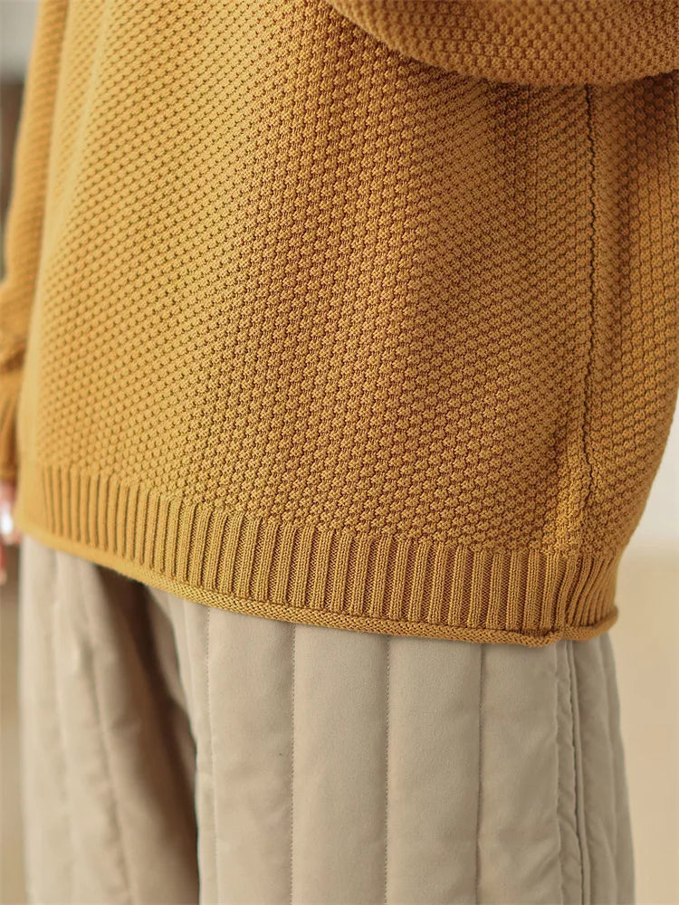 Suéter vintage de algodón con cuello alto para mujer