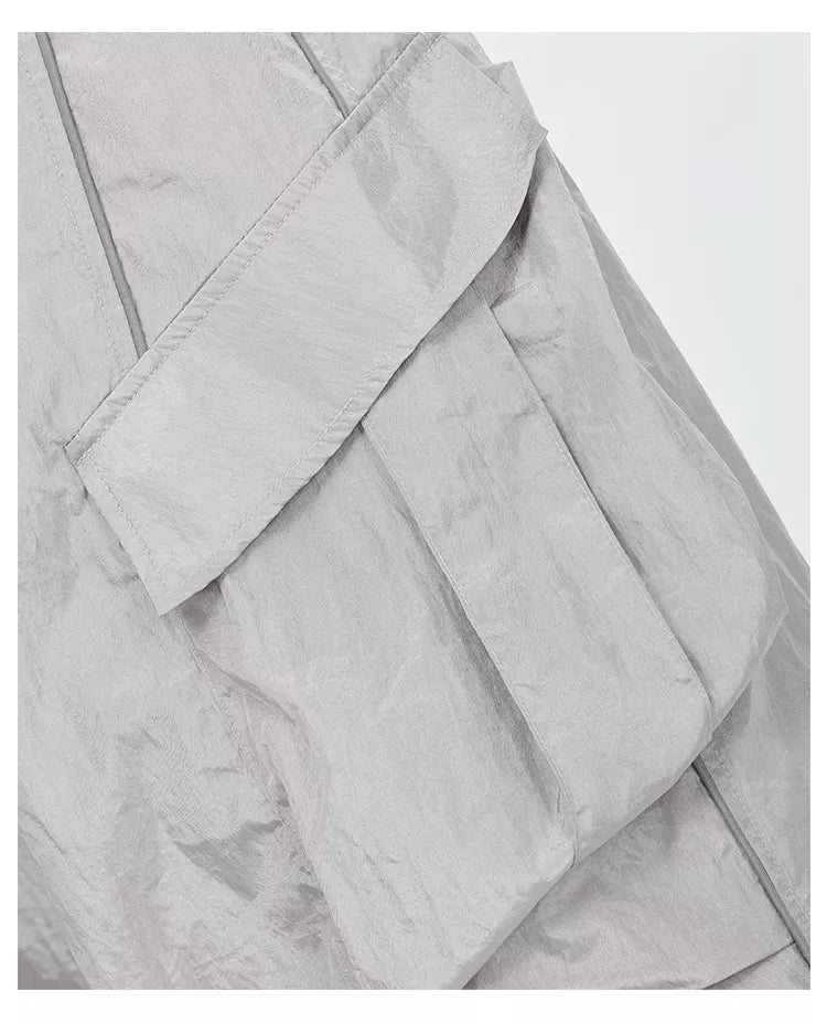 Pantalones cargo grises de secado rápido estilo paracaídas americano para mujer