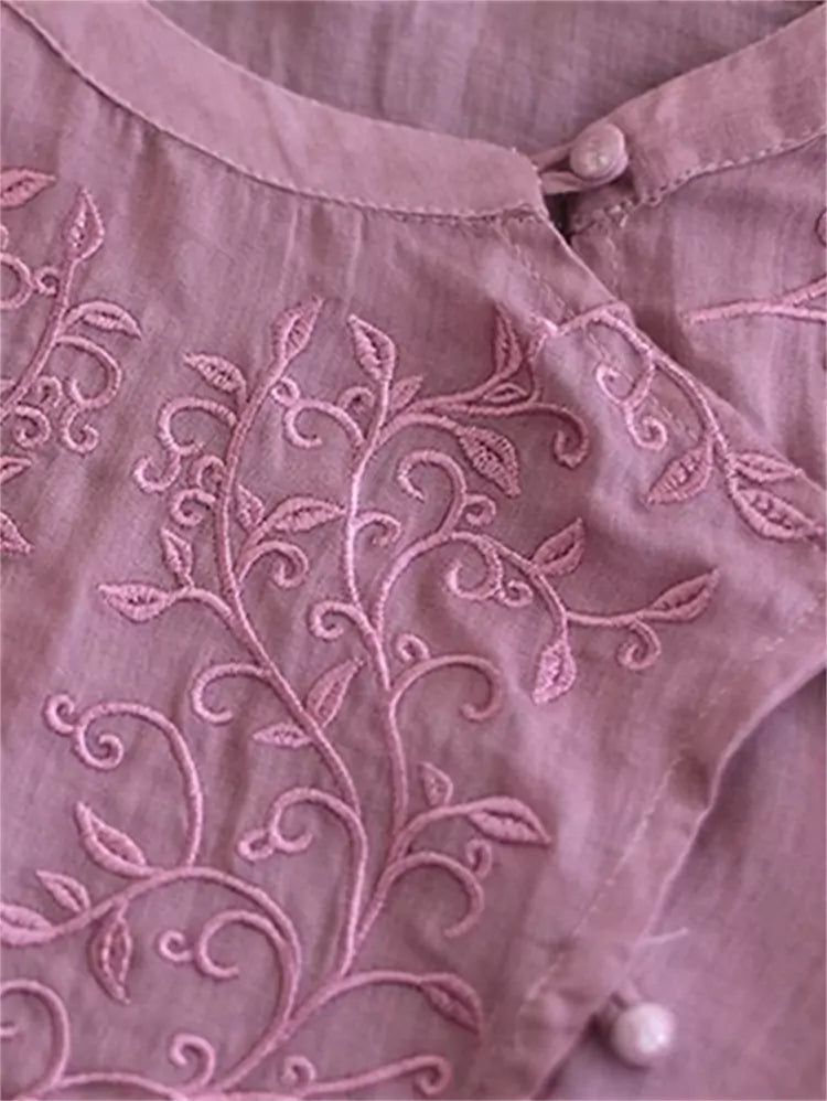 Vintage-Top im chinesischen Stil aus grünem, asymmetrischem Ramie-Stoff mit Stickerei für Damen