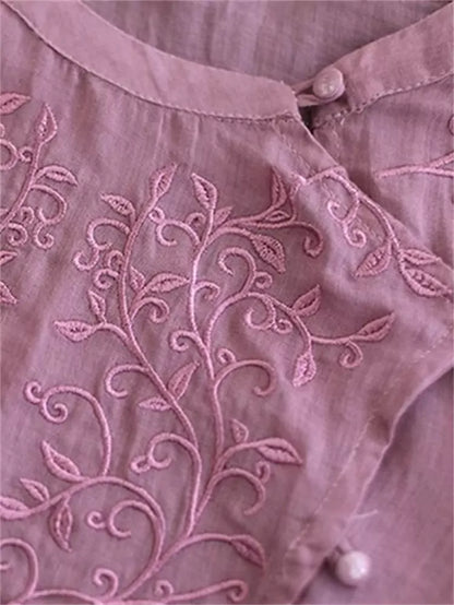 Vintage-Top im chinesischen Stil aus grünem, asymmetrischem Ramie-Stoff mit Stickerei für Damen