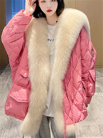 Mittellanger Parka mit Kunstfuchspelzbesatz für Damen