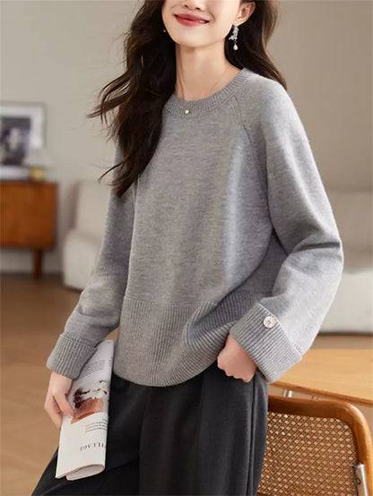 Suéter de punto rojo suelto, elegante y sin esfuerzo