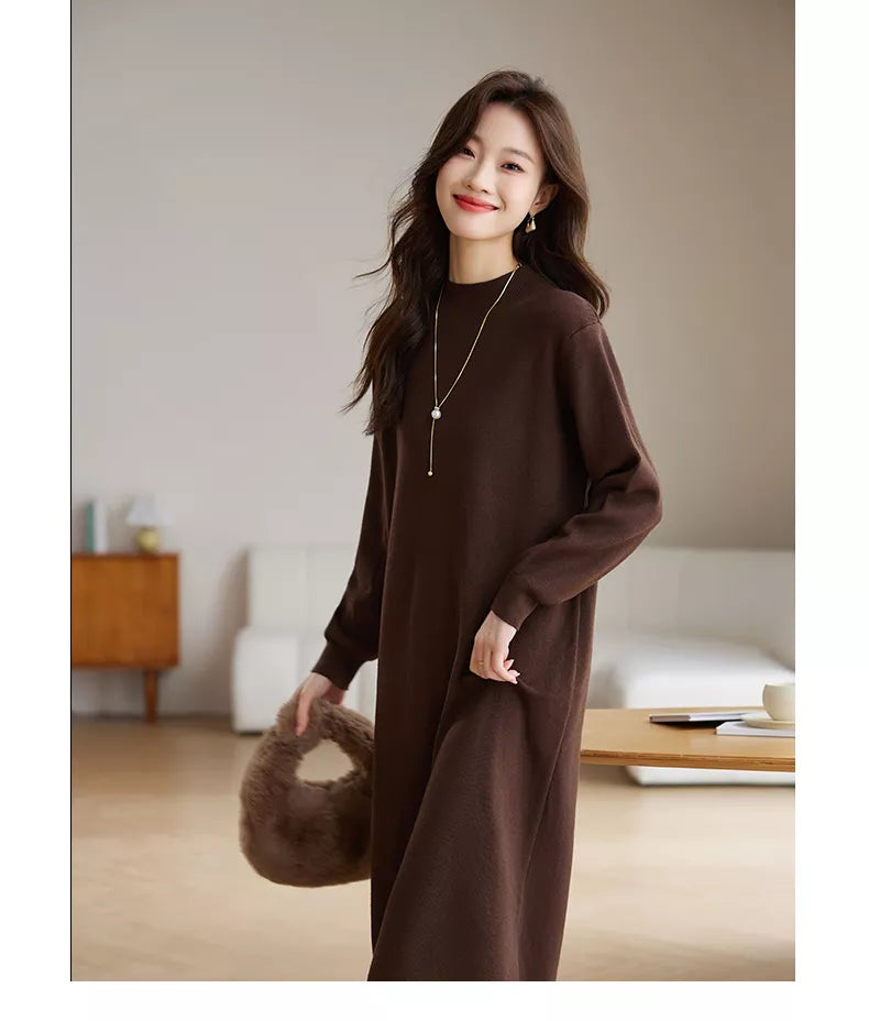 Strickkleid mit Quasten, das über das Knie reicht, für Damen