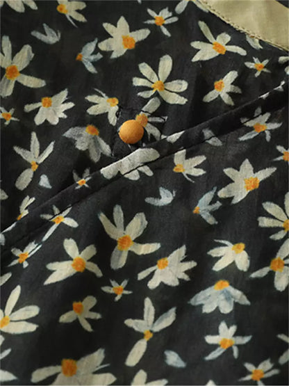 Neue chinesische Bluse aus Baumwoll-Leinen-Mischgewebe mit asymmetrischer Knopfleiste