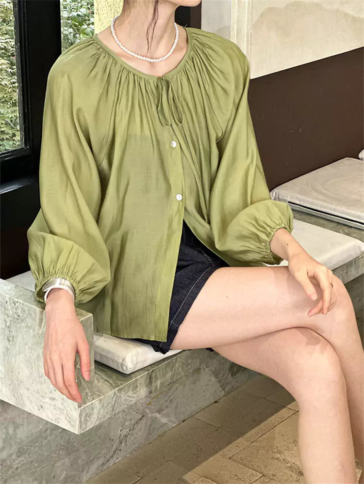 Chic Silk Blouse with Oriental Flair