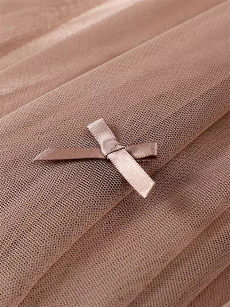 Hochwertiger, beidseitig tragbarer Tüllrock mit Schleife, unregelmäßigem Saum und A-Linien-Schnitt für Damen