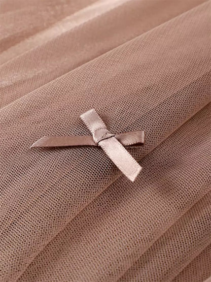 Hochwertiger, beidseitig tragbarer Tüllrock mit Schleife, unregelmäßigem Saum und A-Linien-Schnitt für Damen