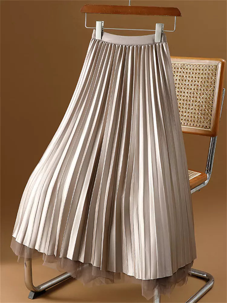 Hochwertiger, beidseitig tragbarer Tüllrock mit Schleife, unregelmäßigem Saum und A-Linien-Schnitt für Damen