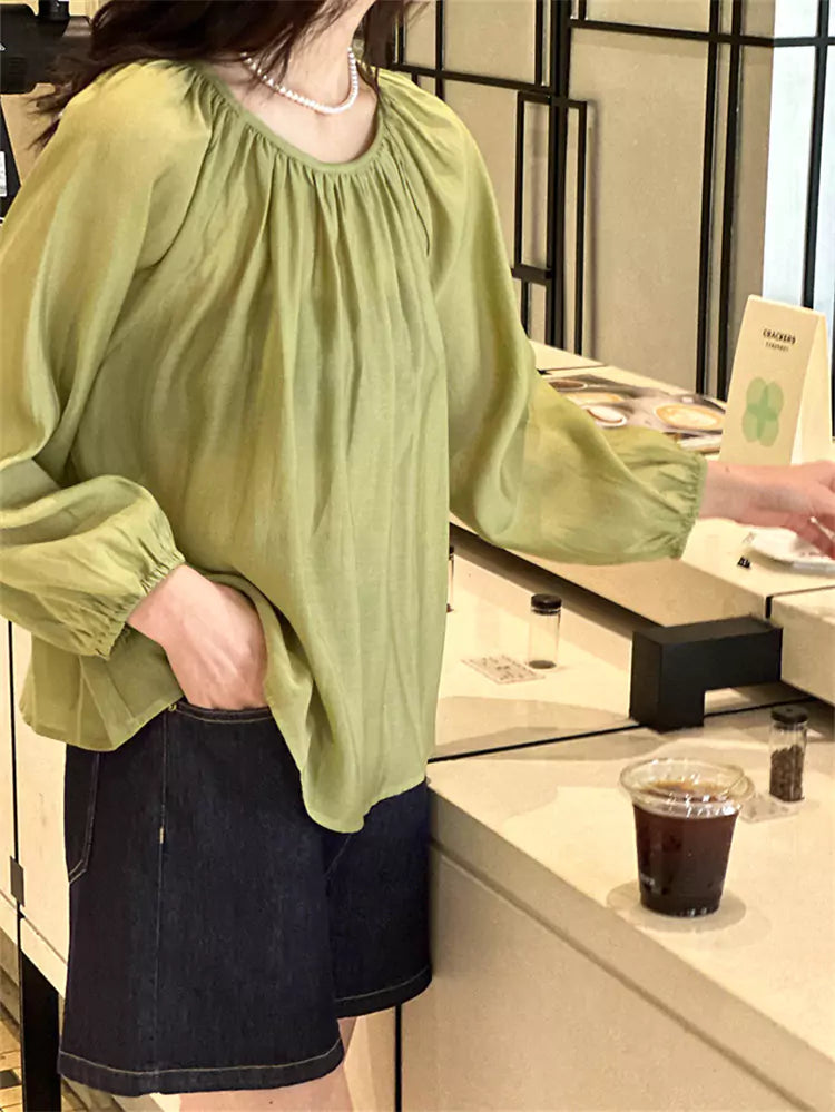 Chic Silk Blouse with Oriental Flair