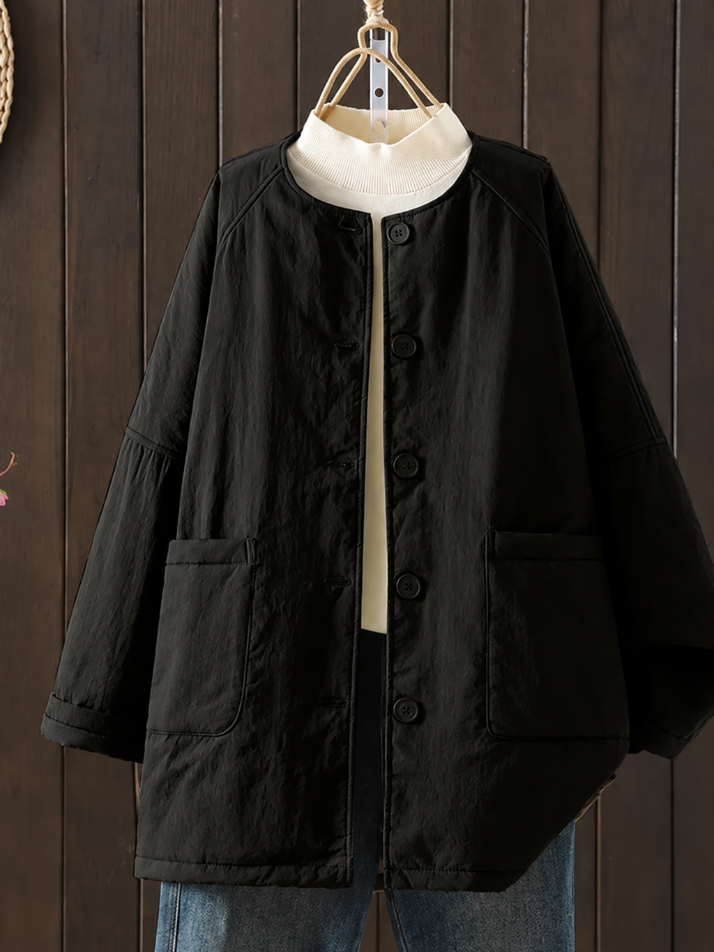 Casual Quilted Round Neck Padded Coat